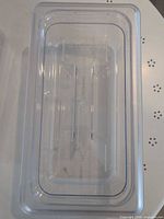 Top view of one clear plastic food container