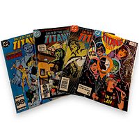 Front view of all four Tales of the Teen Titans issues fanned out