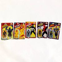 Front view of five sealed Marvel Legends Retro 3.75-inch figures in blister packs
