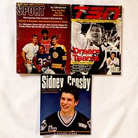 Front covers of SPORT Magazine special issue, TSN Dream Teams magazine and Sidney Crosby book