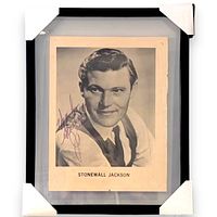 Front view of framed, signed Stonewall Jackson portrait showing autograph and frame condition