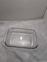 Top view of clear glass rectangular baking dish