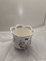 Front view of fluted bone china planter