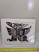 Front view of Haida art print showing full image and measuring tape