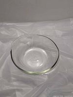 Overhead view of clear Pyrex mixing bowl