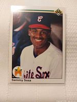 Front of 1990 Upper Deck #17 Sammy Sosa rookie card