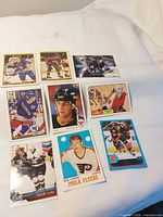 Group shot of all 10 hockey cards laid out