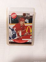 Front of Sergei Fedorov rookie card in holder