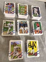 Stacks of 2021 Topps Series One baseball cards front view