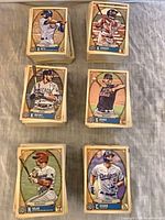 Stacks of 2021 Topps baseball cards front view