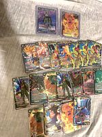 Full lot of 25 Dragon Ball Super foil cards laid out
