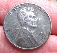 Obverse of 1943 Lincoln steel cent