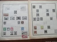 Left page showing Ionian Islands, Iraq and Irish Free State stamps; right page showing Mauritius stamps