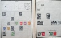 Overview of two Scott album pages showing Serbia and Southern Rhodesia stamps
