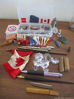 overview of all small vintage items spread on table