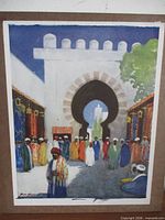 Full view of signed watercolor print mounted on board