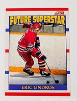 Front of 1990 Score Eric Lindros Future Superstar hockey card