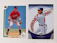 Front views of both Chipper Jones baseball cards