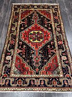 Full view of rug showing entire design and colors