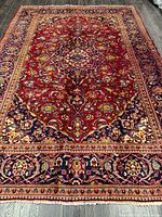 Full overhead view showing complete rug design and borders