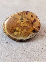 Front view showing pressed flowers in amber resin