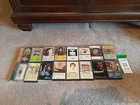 Full lineup of 18 cassette tapes in cases