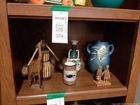 Shelf view showing all five items together