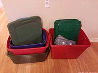 All six large bins nested together showing colours and size