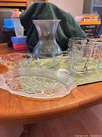 Grouping showing vase, tumblers, platter, bowl