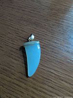 Front view of opalite fang pendant