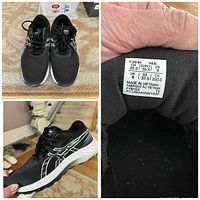 ASICS black running sneakers with size tag