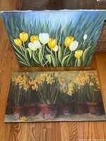 Both paintings front view showing floral subjects