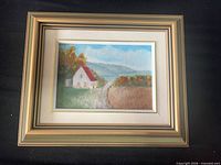 Front view showing framed painting and overall presentation
