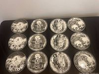 Twelve plates overview showing all four designs