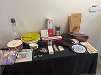 Wide overview of all kitchen items on table