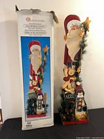 Wood Santa decor with original box front view