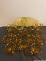 punch bowl and 12 cups front view