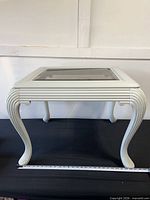 Full view of painted wood end table