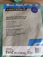 Package showing Certified polyethylene tarpaulin details