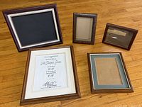 Front view of all five frames displaying size and style