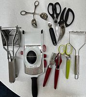 overview of all utensils laid out on table
