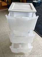 Front view translucent 3-drawer rolling cart drawers open