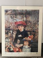 Front view of Renoir “Sur La Terrasse” print mounted on board