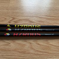 Close-up of HZRDUS branding on three shafts