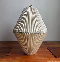Full view of woven pendant lamp shade