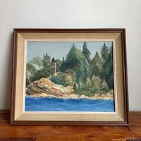 Front view of framed oil painting