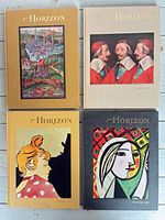 Four Horizon magazines showing 1964 cover artworks