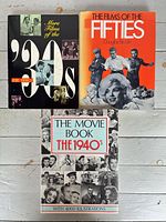 Front covers of three books: More Films of the '30s, The Films of the Fifties, The Movie Book: The 1940s