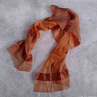 full view of striped copper brown silk scarf