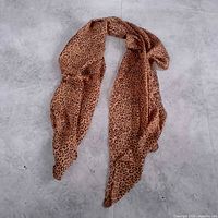 Full scarf laid out showing length and print